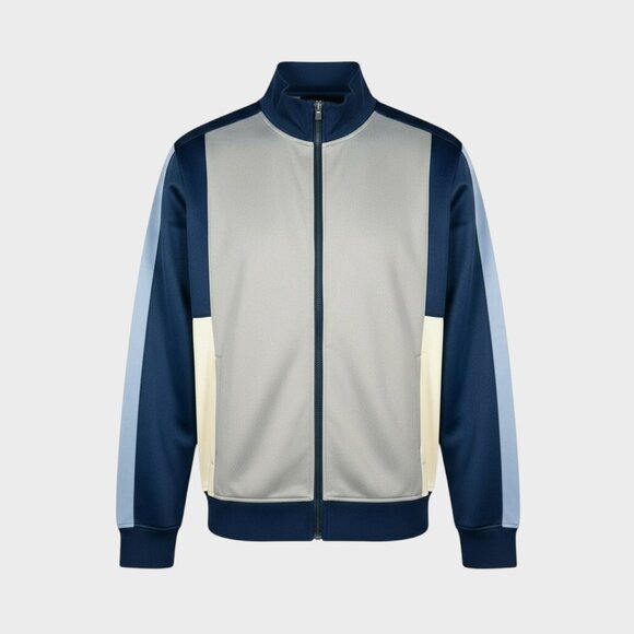 GSTQ Knit Track Jacket Mens XL Blue Gray Colorblock Full Zip Athletic Portugal - Picture 2 of 15